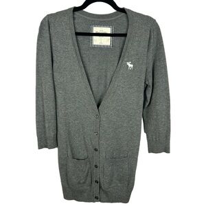 Abercrombie & Fitch Cotton Blend Sweater Cardigan Large Grey